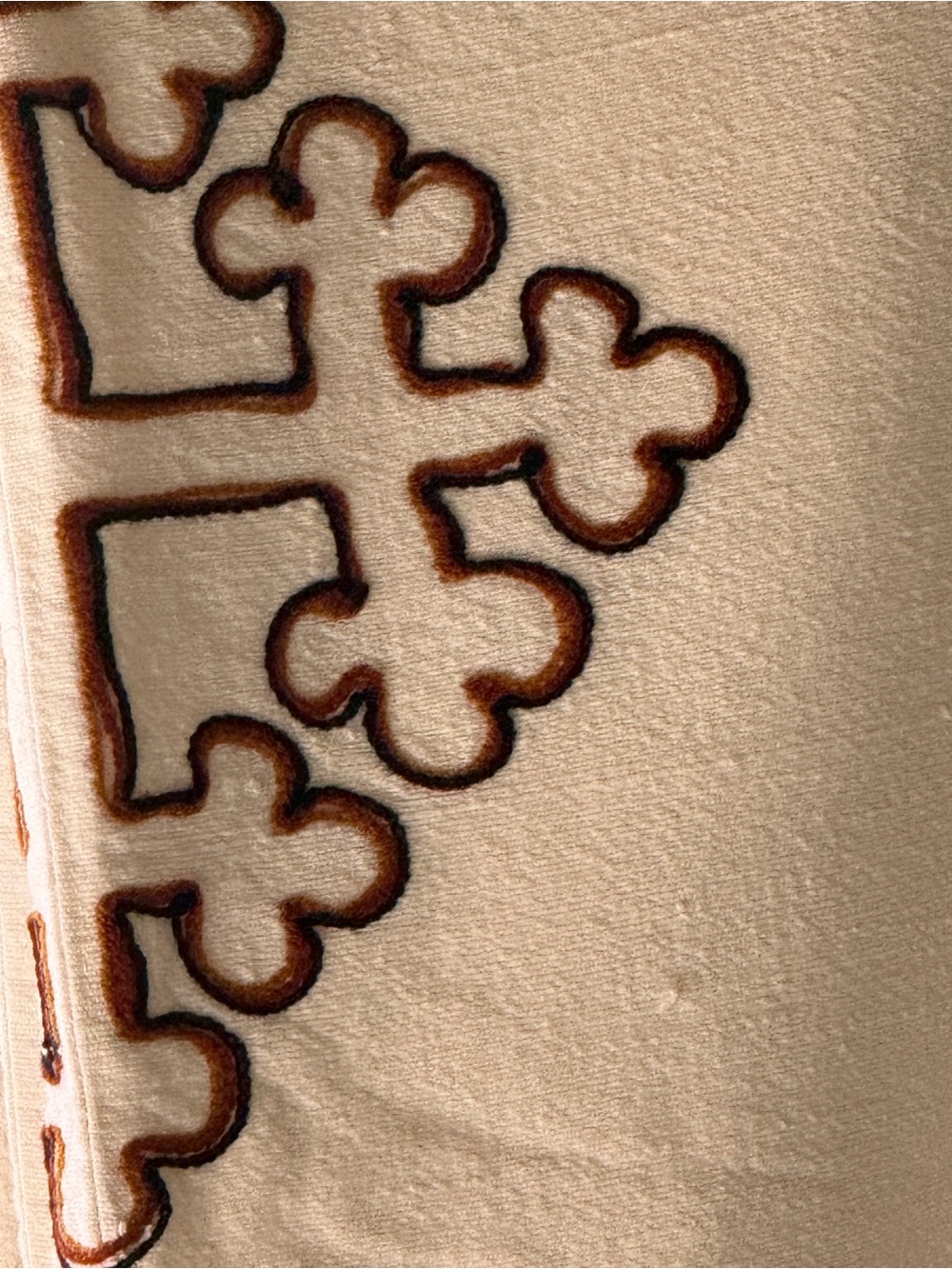 traditional white Ethiopian handwoven cotton blanket  brown embroidered crosses - Picture 6 of 11